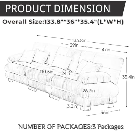 Modular Sectional Sofa for Living Room, 3 Seater Grey Large Sectional Couches - Image 2