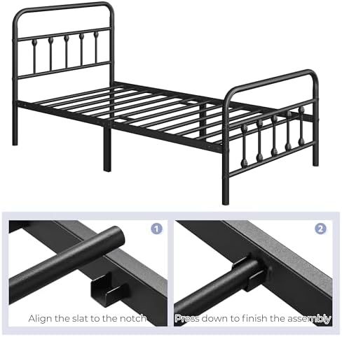 Yaheetech Twin Metal Platform Bed Frame, Victorian Headboard & Footboard - Image 6