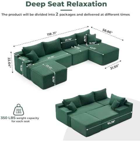 Mangodan Cloud Sectional Couch, Boneless Couches - Image 3