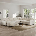 Modern Sectional Linen Couch for Living Room V-Shape Sofas, 7 Seat Modular by Gtilzria