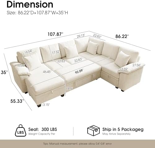 107.8" Modular Sectional Sleeper Sofa - Image 2