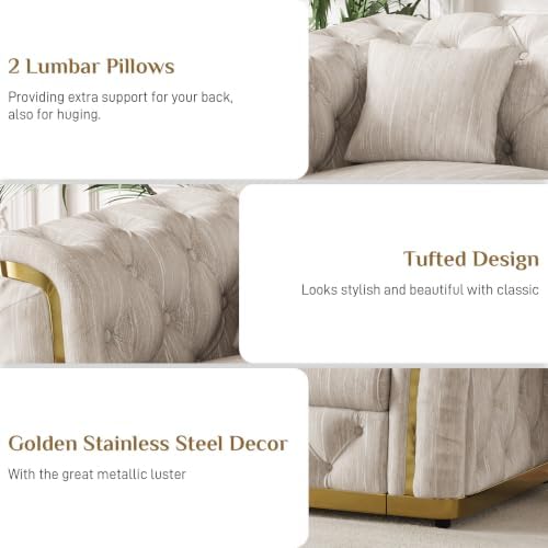 84.8"Velvet Chesterfield Sofa - Image 3