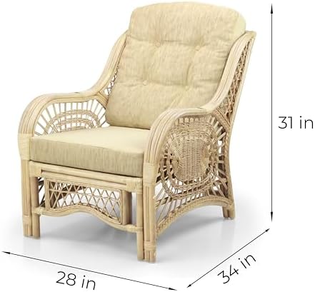 Malibu Lounge Living Accent Armchair Natural Rattan Wicker Handmade Design - Image 2