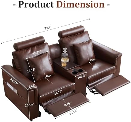 ORRD Power Reclining Sectional Sofa, Electric Loveseat Recliner - Image 2