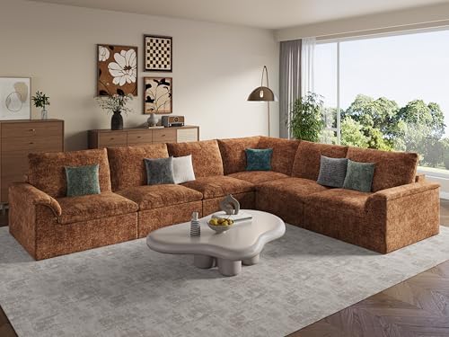 EASE MOOSE Cloud Couch Sectional, 6 Seater L Shaped Boneless Couches by EASEMOOSE