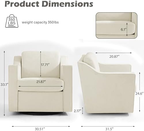 Swivel Accent Chair, Chenille Upholstered Armchair - Image 2