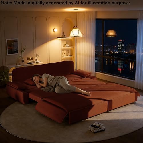 94.5" Sleeper Sofa Bed King Size, 3in1 Convertible Corduroy Couch - Image 2