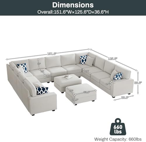 Legend Vansen Oversized Modular Sectional Sofa, U/L‑Shaped Reversible Couch - Image 2