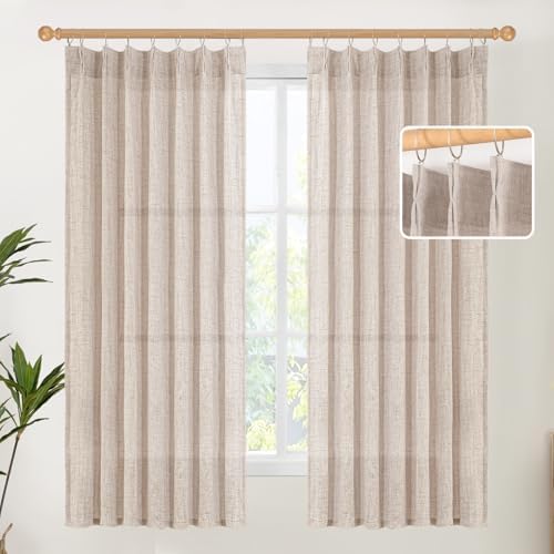 YoungsTex Natural Linen Curtains 63 Inch Length 2 Panels by YoungsTex