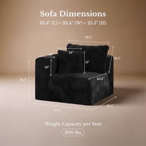 Maywish Single Modular Sofa Chair, Corduroy Boneless Couch - Image 2