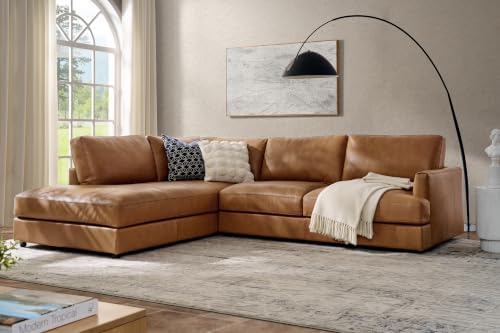 Valencia Serena 108" Full Leather Sofa Sectional Couch, Left Bumper - Image 2