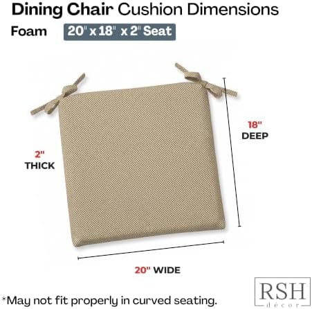 RSH DECOR: Foam Chair Cushions Set of 2 | 20" x 18" x 2" | All-Weather - Image 3