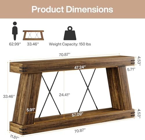 Tribesigns 70.87" Farmhouse Console Table - Image 2