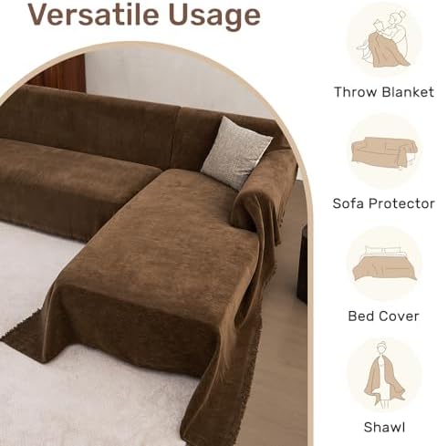 2 Pieces Sectional Couch Covers L Shaped Cover XL Coffee - Image 6