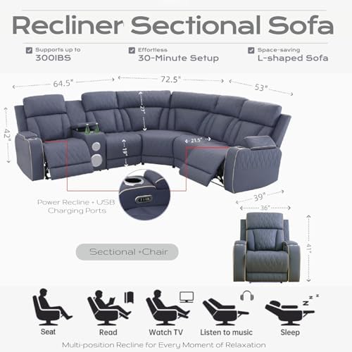 Power Reclining Sectional Sofa Set - Image 2