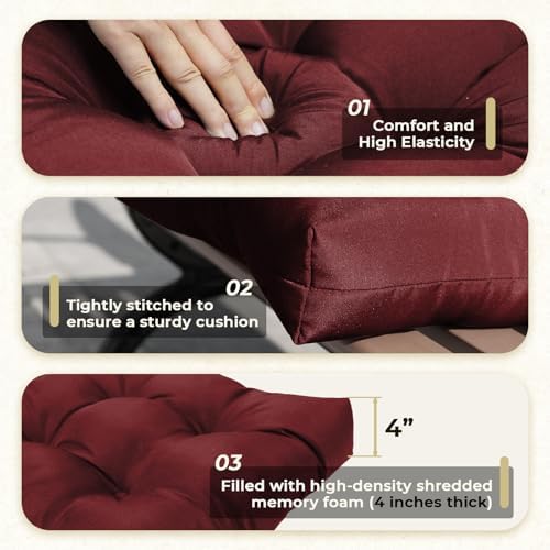 All Weather Waterproof Wicker Chair Cushions of 3 Pieces, Outdoor Wicker Chair - Image 4