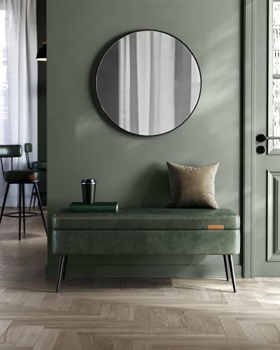 VASAGLE Storage Ottoman Bench, PU Leather, Steel Legs - Image 2