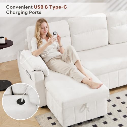 Tbfit 107" Pull Out Sofa, Cloud Sleeper Sofa Bed - Image 6
