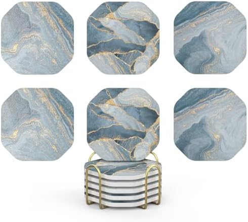 UMIRRO Absorbent Ceramic Stone Coasters Set of 6 by Umirro