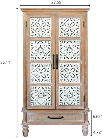 LKTART 55" Tall Carved Accent Cabinet, Solid Wood Sideboards Buffet Cabinet - Image 2