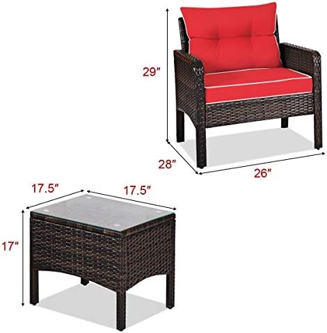 Tangkula 3 Piece Outdoor Patio Furniture Set, Wicker Chairs Set - Image 5