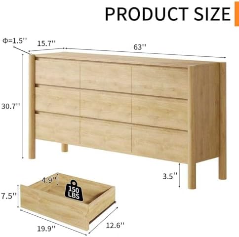HOUROM Oak Dresser for Bedroom - Image 2