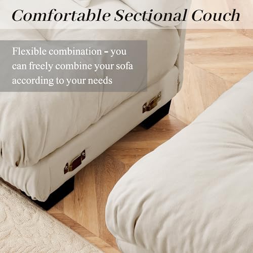 Modular Sectional Sofa for Living Room, Oversized 4 Seater Beige Sectional - Image 6