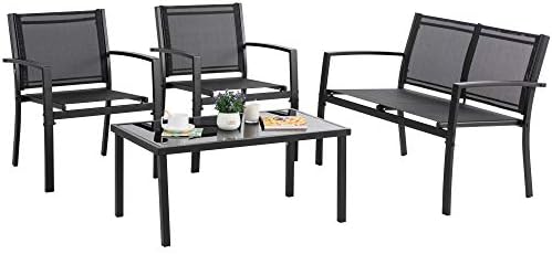 Vongrasig 4 Pieces Patio Furniture Sets, Outdoor Patio Conversation Sets by Vongrasig