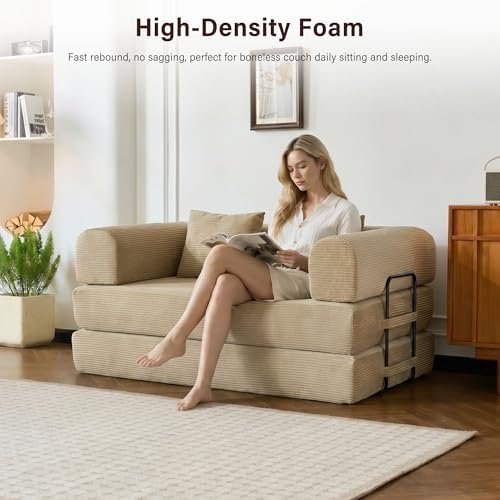 59" Convertible Sofa Bed, Boneless Sleeper Futon Couch - Image 2
