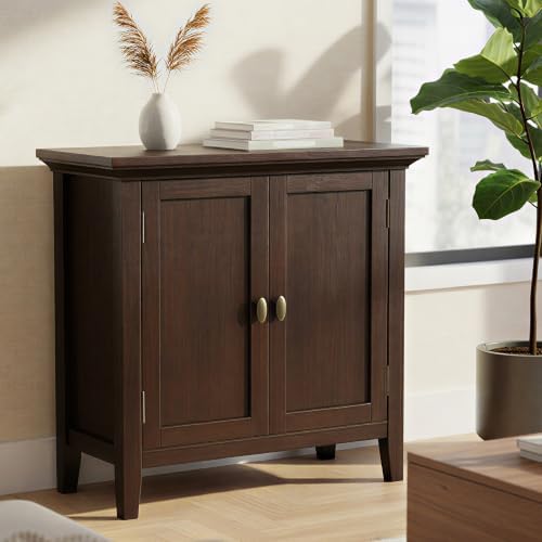 SIMPLIHOME Redmond 32" Wide Solid Wood Cabinet in Brunette Brown - Image 2