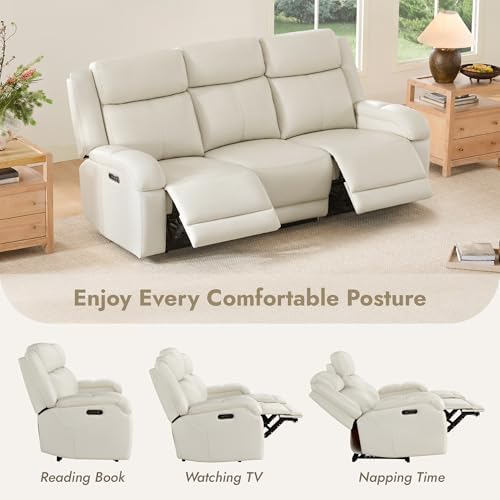 Watson & Whitely Genuine Leather Wall Hugger Power Reclining Sofa - Image 4
