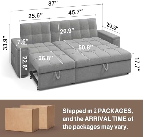 Ahomly 87" Convertible Sofa Bed, Pull Out Couch - Image 2