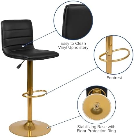 Flash Furniture Vincent Modern Black Vinyl Adjustable Bar Stool - Image 5