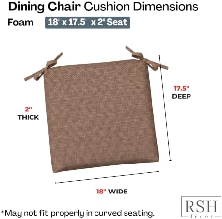 RSH DECOR: Sunbrella Foam Chair Cushions Set of 2 | 18" x 17.5" x 2" | - Image 3
