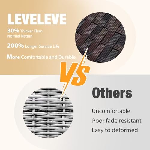 LEVELEVE Patio Conversation Set 5 Piece, Balcony Furniture Outdoor PE Rattan - Image 6