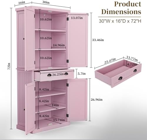 ARTPOWER 72" Tall Freestanding Pantry & Kitchen Storage Cabinet - Image 2