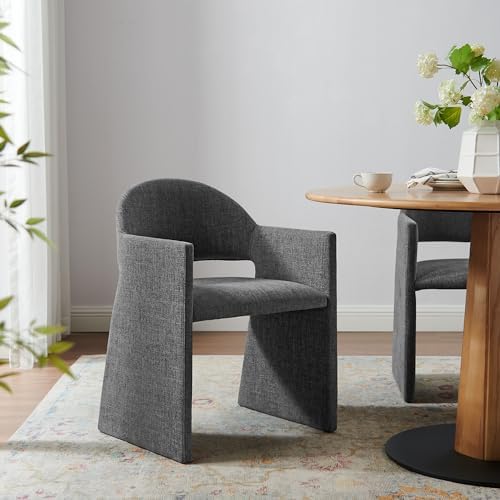 Modway Talia Upholstered Fabric Dining Armchair in Charcoal by Modway
