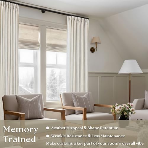 TWODRAPES Natural Pinch Pleated Linen Curtains 96 Inches Long Living Room - Image 2
