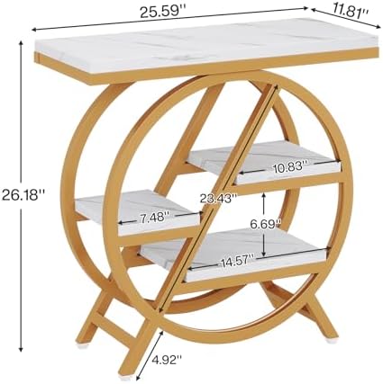 Tribesigns End Table for Living Room, 3-Tier Faux Marble Side Table - Image 2
