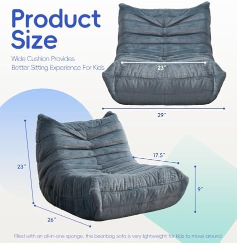 Hobestluk Medium Bean Bag Chairs Lounge Floor Chair BeanBag Couch Togo Sofa - Image 2