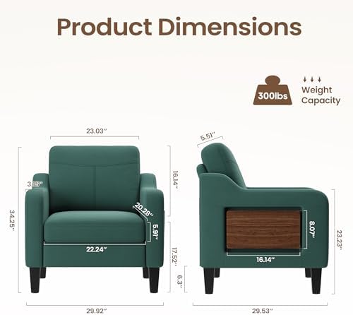 Upholstered Accent Chair with Foldable Side Table - Image 3