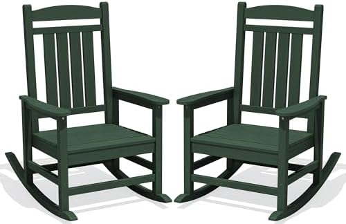 KINGYES Oversized Outdoor Rocking Chairs Set of 2, HDPE Porch Rocker by KINGYES