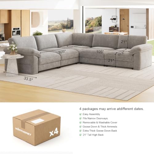 Oversized Sectional Couches for Living Room, Modular L Shaped Cloud Sofa - Image 2