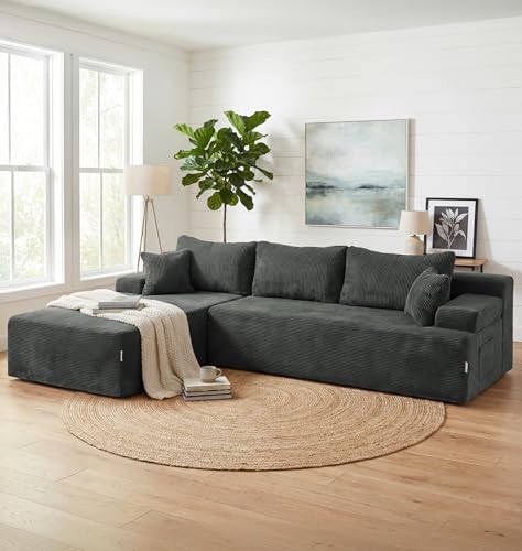 Hobestluk Boneless Couches Modular Sectional Sofa L-Shape Oversized Chaise by YourHomeDeservesMore