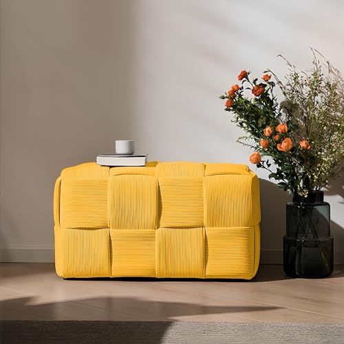 Cmishe 28" Rectangular Woven Corduroy Ottoman Footrest - Image 5