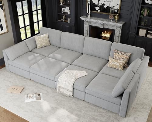 Oversized Modular Sectional Sleeper Sofa Bed Cloud Couches Gray by Kalafini