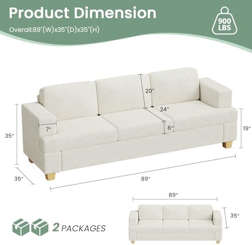 Fiona's magic 8 Seats Couch Set, 3 Piece Set Comfy Sofa, 3 Seater Couch*2 & - Image 3