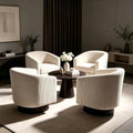 Pia Ricco Set of 4 Corduroy 360° Swivel Barrel Accent Chair Beige by PiaRicco