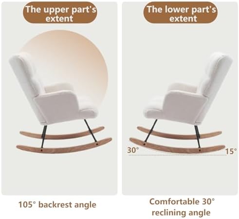 Nurseny Rocking Chair, Upholstered Glider Rocker Accent Chair - Image 4