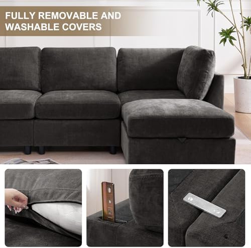 EDILLY 94 inches Oversized Modular Sectional Fabric Cloud Sofa Set, Extra Large - Image 4